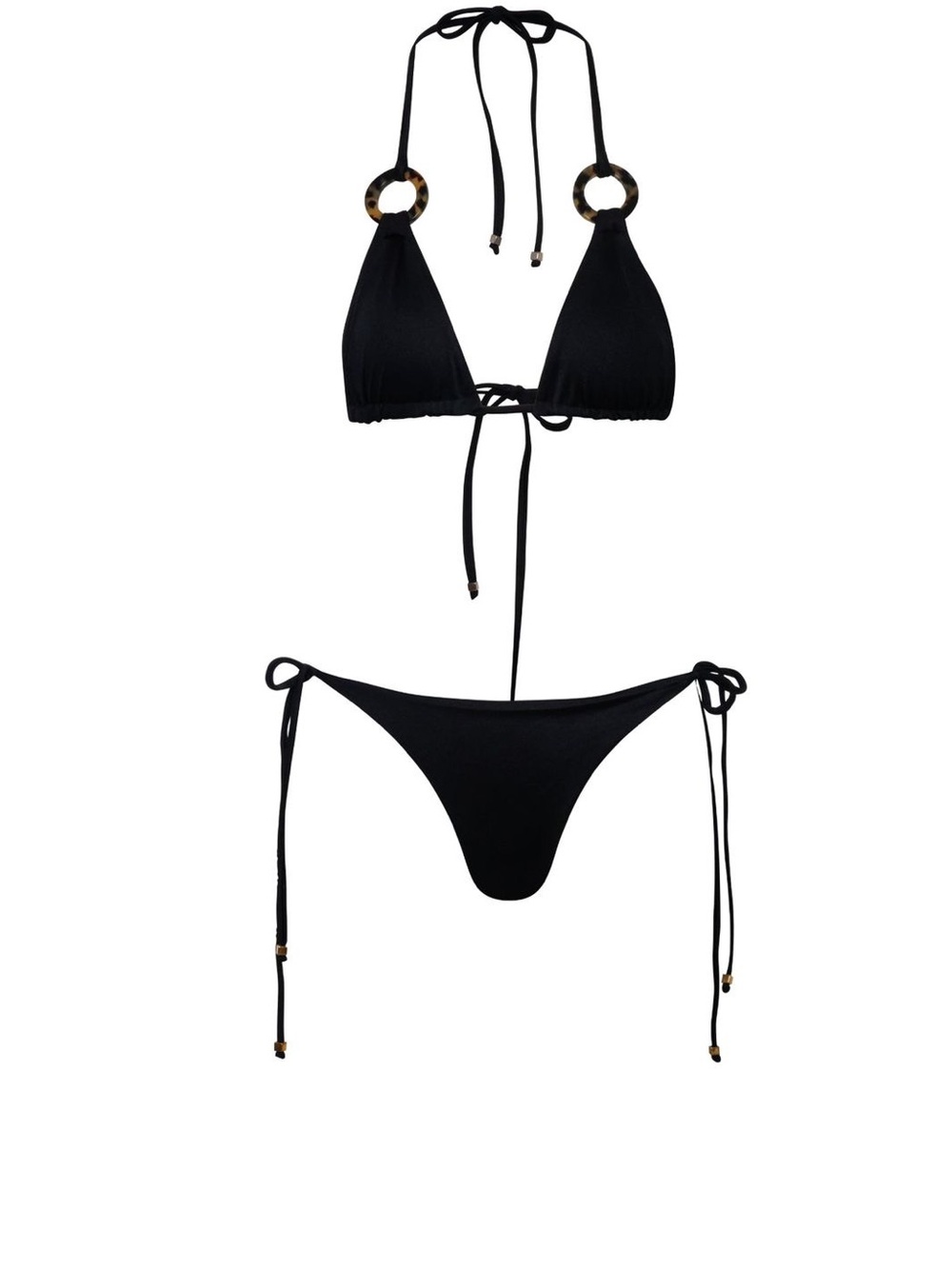 Baobab Collection kaia Black Triangle Bikini with Tortoiseshell Rings run small